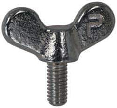 Value Collection - 5/16-18 Winged Shoulder Grade 32510 Iron Thumb Screw - 3-3/4" OAL, 1-3/4" Head Diam x 3/4" Head Height, Zinc-Plated Finish - USA Tool & Supply