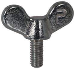 Value Collection - 3/8-16 Winged Shoulder Grade 32510 Iron Thumb Screw - 2-3/8" OAL, 1-13/16" Head Diam x 7/8" Head Height, Zinc-Plated Finish - USA Tool & Supply