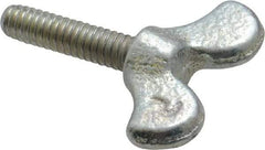 Value Collection - 1/4-20 Winged Shoulder Grade 32510 Iron Thumb Screw - 1-5/8" OAL, 1-3/8" Head Diam x 5/8" Head Height, Zinc-Plated Finish - USA Tool & Supply