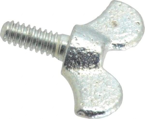 Value Collection - #10-24 Winged Shoulder Grade 32510 Iron Thumb Screw - 1" OAL, 1-1/16" Head Diam x 1/2" Head Height, Zinc-Plated Finish - USA Tool & Supply