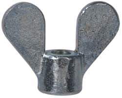 Value Collection - 1/4-20 UNC, Uncoated, Steel Standard Wing Nut - Grade 1015-1025, 1.88" Wing Span, 1-3/8" Wing Span, 11/16" Base Diam - USA Tool & Supply