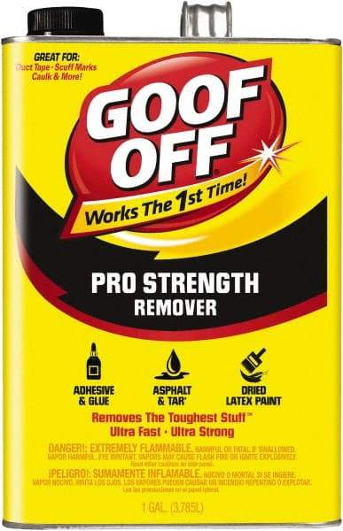 Goof Off - 1 Gal Can Adhesive Remover - Removes Caulk Residue, Chewing Gum, Crayon, Glue, Marker, Paint, Pen, Scuff Marks, Tar, Stickers & Tree Sap - USA Tool & Supply
