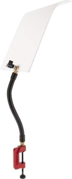 Flexbar - Plastic Flat with Curved Edge Base & Shield - 10" Wide x 12" Long x 1/8" Thick, 13-1/2" Arm Reach, C-Clamp Base, For General Purpose Use - USA Tool & Supply