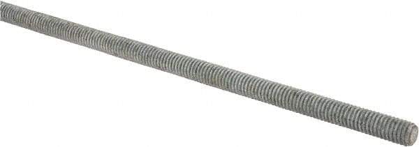 Made in USA - 3/8-16 UNC (Coarse), 2' Long, Low Carbon Steel Threaded Rod - Hot-Dipped Galvanized Finish, Right Hand Thread - USA Tool & Supply