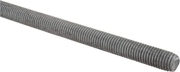 Made in USA - 5/8-11 UNC (Coarse), 6' Long, Low Carbon Steel Threaded Rod - Hot-Dipped Galvanized Finish, Right Hand Thread - USA Tool & Supply