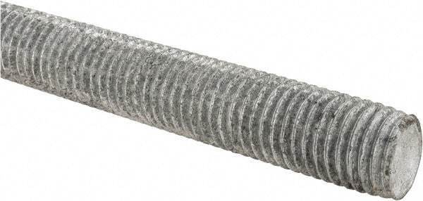 Made in USA - 7/8-9 UNC (Coarse), 6' Long, Low Carbon Steel Threaded Rod - Hot-Dipped Galvanized Finish, Right Hand Thread - USA Tool & Supply