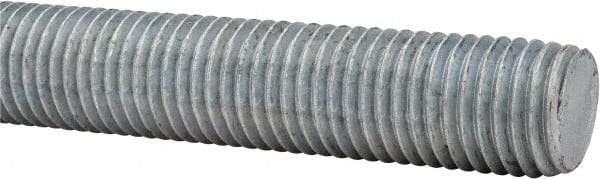 Made in USA - 1-8 UNC (Coarse), 6' Long, Low Carbon Steel Threaded Rod - Hot-Dipped Galvanized Finish, Right Hand Thread - USA Tool & Supply