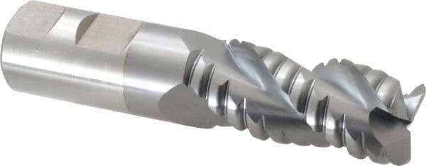 Cleveland - 1" Diam, Coarse Pitch, 2" LOC, 3 Flute Powdered Metal 0.12" Corner Radius Roughing End Mill - TiCN Finish, 4-1/2" OAL, 1" Shank Diam, Single End, Centercutting, 42° Helix - USA Tool & Supply