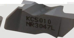 Kennametal - 3047NR Grade KC5010, 2.39mm Cutting Width Carbide Grooving Insert - 3.81mm Max Depth of Cut, Left Hand, 1.19mm Corner Radius, TiAlN Finish - USA Tool & Supply