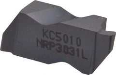 Kennametal - 3031NRP Grade KC5010, 1.58mm Cutting Width Carbide Grooving Insert - 2.39mm Max Depth of Cut, Left Hand, 0.79mm Corner Radius, TiAlN Finish - USA Tool & Supply