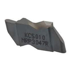 Kennametal - 3047NRP Grade KC5010, 2.39mm Cutting Width Carbide Grooving Insert - 3.81mm Max Depth of Cut, Right Hand, 1.19mm Corner Radius, TiAlN Finish - USA Tool & Supply