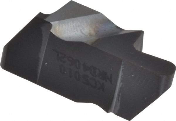 Kennametal - 4062NRD Grade KC5010, 3.18mm Cutting Width Carbide Grooving Insert - 6.35mm Max Depth of Cut, Left Hand, 1.59mm Corner Radius, TiAlN Finish - USA Tool & Supply
