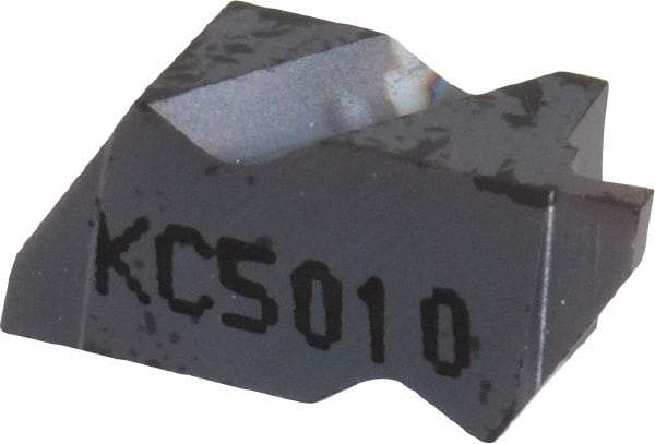 Kennametal - 2031NG Grade KC5010, 0.79mm Cutting Width Carbide Grooving Insert - 1.27mm Max Depth of Cut, Left Hand, 0.09mm Corner Radius, TiAlN Finish - USA Tool & Supply
