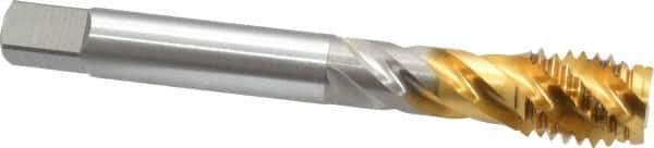 OSG - 5/8-11 UNC 4 Flute 2B Modified Bottoming Spiral Flute Tap - Vanadium High Speed Steel, TiN Finish, 110mm OAL, Right Hand Flute, Right Hand Thread - USA Tool & Supply