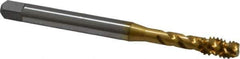 OSG - 1/4-20 UNC 3 Flute 2B Modified Bottoming Spiral Flute Tap - Vanadium High Speed Steel, TiN Finish, 80mm OAL, Right Hand Flute, Right Hand Thread - USA Tool & Supply