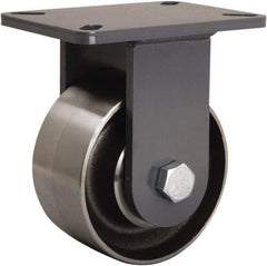 Hamilton - 6" Diam x 3" Wide x 8" OAH Top Plate Mount Rigid Caster - Forged Steel, 3,500 Lb Capacity, Precision Ball Bearing, 5-1/4 x 7-1/4" Plate - USA Tool & Supply