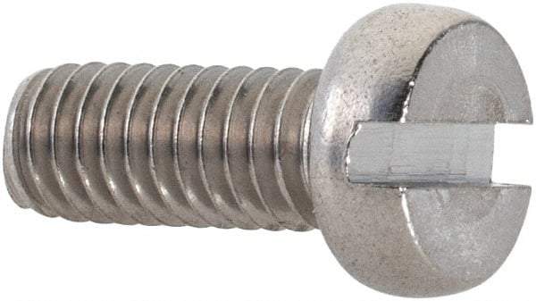 Value Collection - M4x0.70 Metric Coarse, 10mm Length Under Head Slotted Drive Machine Screw - Fillister Head, Grade 18-8 & A2 Stainless Steel, Uncoated, Without Washer - USA Tool & Supply