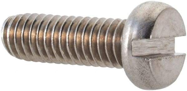 Value Collection - M4x0.70 Metric Coarse, 12mm Length Under Head Slotted Drive Machine Screw - Fillister Head, Grade 18-8 & A2 Stainless Steel, Uncoated, Without Washer - USA Tool & Supply