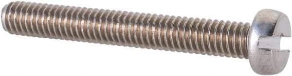 Value Collection - M4x0.70 Metric Coarse, 30mm Length Under Head Slotted Drive Machine Screw - Fillister Head, Grade 18-8 & A2 Stainless Steel, Uncoated, Without Washer - USA Tool & Supply
