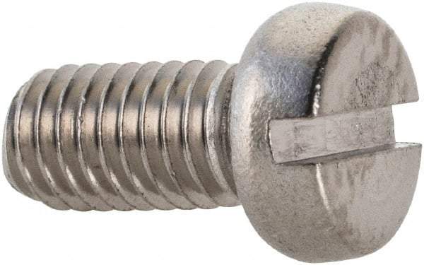 Value Collection - M5x0.80 Metric Coarse, 10mm Length Under Head Slotted Drive Machine Screw - Fillister Head, Grade 18-8 & A2 Stainless Steel, Uncoated, Without Washer - USA Tool & Supply