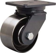 Hamilton - 6" Diam x 3" Wide x 8" OAH Top Plate Mount Swivel Caster - Forged Steel, 3,500 Lb Capacity, Precision Ball Bearing, 5-1/4 x 7-1/4" Plate - USA Tool & Supply