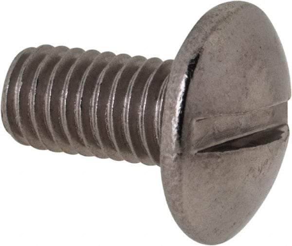 Value Collection - M5x0.80 Metric Coarse, 10mm Length Under Head Slotted Drive Machine Screw - Truss Head, Grade 18-8 & A2 Stainless Steel, Uncoated, Without Washer - USA Tool & Supply