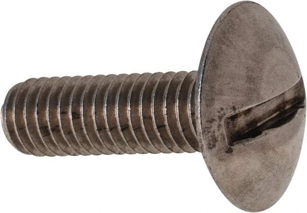 Value Collection - M6x1.00 Metric Coarse, 20mm Length Under Head Slotted Drive Machine Screw - Truss Head, Grade 18-8 & A2 Stainless Steel, Uncoated, Without Washer - USA Tool & Supply