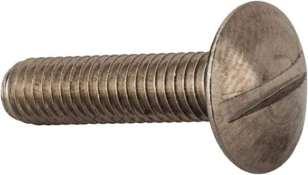 Value Collection - M6x1.00 Metric Coarse, 25mm Length Under Head Slotted Drive Machine Screw - Truss Head, Grade 18-8 & A2 Stainless Steel, Uncoated, Without Washer - USA Tool & Supply