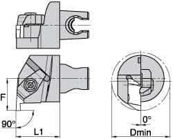 Kennametal - Insert Style NG 3R, 30mm Head Length, Left Hand Cut, Internal Modular Threading Cutting Unit Head - System Size KM3225, 22mm Center to Cutting Edge, Series Top Notch - USA Tool & Supply