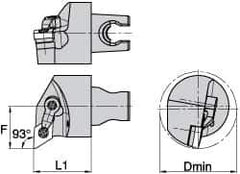 Kennametal - Left Hand Cut, Size KM3225, DN.. Insert Compatiblity, Internal Modular Turning & Profiling Cutting Unit Head - 22mm Ctr to Cutting Edge, 30mm Head Length, Through Coolant, Series Kenloc - USA Tool & Supply