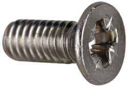 Value Collection - M4x0.70 Metric Coarse, 10mm OAL Pozidriv Drive Machine Screw - Flat Head, Grade 18-8 & A2 Stainless Steel, Uncoated, Without Washer - USA Tool & Supply