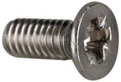 Value Collection - M4x0.70 Metric Coarse, 10mm OAL Pozidriv Drive Machine Screw - Flat Head, Grade 18-8 & A2 Stainless Steel, Uncoated, Without Washer - USA Tool & Supply