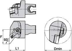 Kennametal - Right Hand Cut, Size KM3225, VN.. Insert Compatiblity, Internal Modular Turning & Profiling Cutting Unit Head - 27mm Ctr to Cutting Edge, 30mm Head Length, Through Coolant, Series Kenloc - USA Tool & Supply