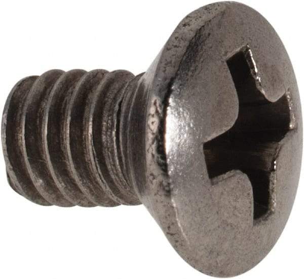 Value Collection - M4x0.70 Metric Coarse, 6mm OAL Phillips Drive Machine Screw - Oval Head, Grade 18-8 & A2 Stainless Steel, Uncoated, Without Washer - USA Tool & Supply