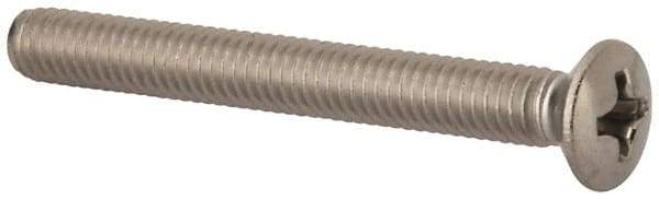 Value Collection - M4x0.70 Metric Coarse, 35mm OAL Phillips Drive Machine Screw - Oval Head, Grade 18-8 & A2 Stainless Steel, Uncoated, Without Washer - USA Tool & Supply