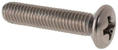 Value Collection - M5x0.80 Metric Coarse, 25mm OAL Phillips Drive Machine Screw - Oval Head, Grade 18-8 & A2 Stainless Steel, Uncoated, Without Washer - USA Tool & Supply