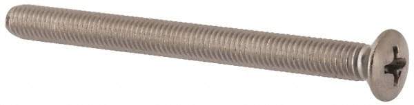 Value Collection - M5x0.80 Metric Coarse, 60mm OAL Phillips Drive Machine Screw - Oval Head, Grade 18-8 & A2 Stainless Steel, Uncoated, Without Washer - USA Tool & Supply