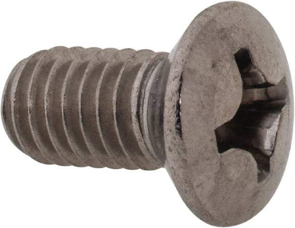 Value Collection - M6x1.00 Metric Coarse, 12mm OAL Phillips Drive Machine Screw - Oval Head, Grade 18-8 & A2 Stainless Steel, Uncoated, Without Washer - USA Tool & Supply