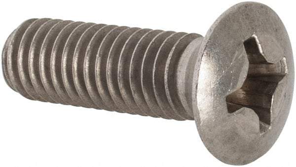 Value Collection - M6x1.00 Metric Coarse, 20mm OAL Phillips Drive Machine Screw - Oval Head, Grade 18-8 & A2 Stainless Steel, Uncoated, Without Washer - USA Tool & Supply