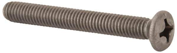 Value Collection - M6x1.00 Metric Coarse, 50mm OAL Phillips Drive Machine Screw - Oval Head, Grade 18-8 & A2 Stainless Steel, Uncoated, Without Washer - USA Tool & Supply