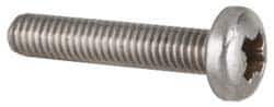 Value Collection - M6x1.00 Metric Coarse, 30mm Length Under Head Pozidriv Drive Machine Screw - Pan Head, Grade 18-8 & A2 Stainless Steel, Uncoated, Without Washer - USA Tool & Supply