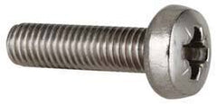 Value Collection - M8x1.25 Metric Coarse, 30mm Length Under Head Pozidriv Drive Machine Screw - Pan Head, Grade 18-8 & A2 Stainless Steel, Uncoated, Without Washer - USA Tool & Supply