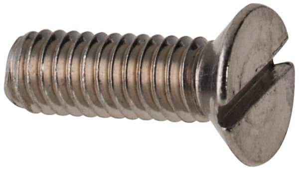 Value Collection - M2.5x0.45 Metric Coarse, 8mm OAL Slotted Drive Machine Screw - Flat Head, Grade 316 & A4 Stainless Steel, Uncoated, Without Washer - USA Tool & Supply