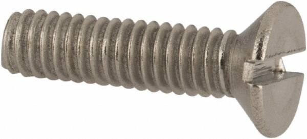 Value Collection - M2.5x0.45 Metric Coarse, 10mm OAL Slotted Drive Machine Screw - Flat Head, Grade 316 & A4 Stainless Steel, Uncoated, Without Washer - USA Tool & Supply