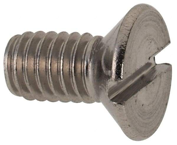 Value Collection - M4x0.70 Metric Coarse, 8mm OAL Slotted Drive Machine Screw - Flat Head, Grade 316 & A4 Stainless Steel, Uncoated, Without Washer - USA Tool & Supply