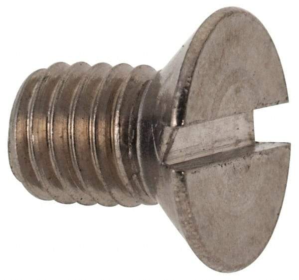 Value Collection - M5x0.80 Metric Coarse, 8mm OAL Slotted Drive Machine Screw - Flat Head, Grade 316 & A4 Stainless Steel, Uncoated, Without Washer - USA Tool & Supply