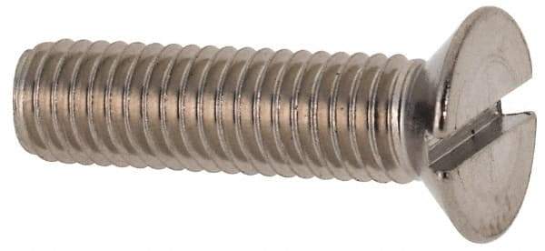 Value Collection - M5x0.80 Metric Coarse, 20mm OAL Slotted Drive Machine Screw - Flat Head, Grade 316 & A4 Stainless Steel, Uncoated, Without Washer - USA Tool & Supply
