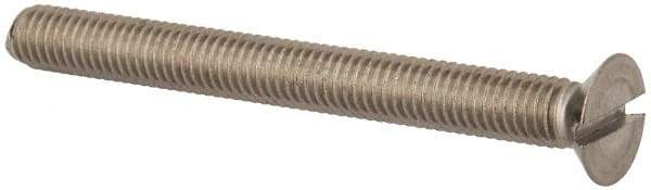 Value Collection - M5x0.80 Metric Coarse, 50mm OAL Slotted Drive Machine Screw - Flat Head, Grade 316 & A4 Stainless Steel, Uncoated, Without Washer - USA Tool & Supply