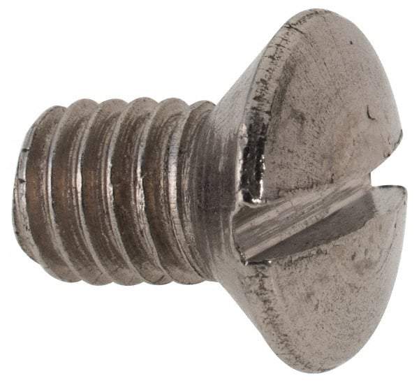 Value Collection - M6x1.00 Metric Coarse, 8mm OAL Slotted Drive Machine Screw - Flat Head, Grade 316 & A4 Stainless Steel, Uncoated, Without Washer - USA Tool & Supply