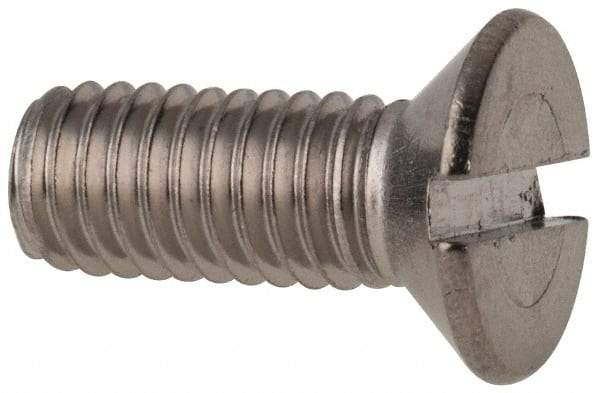 Value Collection - M6x1.00 Metric Coarse, 16mm OAL Slotted Drive Machine Screw - Flat Head, Grade 316 & A4 Stainless Steel, Uncoated, Without Washer - USA Tool & Supply